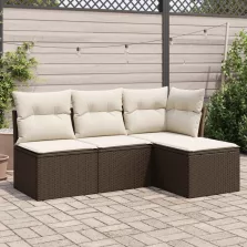  vidaXL 4 részes barna polyrattan kerti ülőgarnitúra párnákkal
