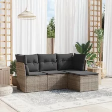   vidaXL 4 részes szürke polyrattan kerti ülőgarnitúra párnákkal