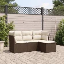   vidaXL 4 részes barna polyrattan kerti ülőgarnitúra párnákkal