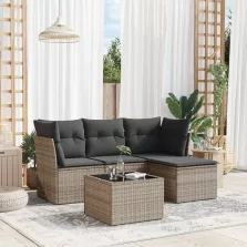   vidaXL 5 részes szürke polyrattan kerti ülőgarnitúra párnákkal