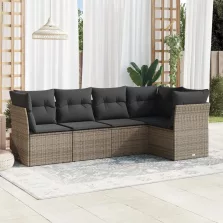   vidaXL 5 részes szürke polyrattan kerti ülőgarnitúra párnákkal