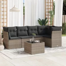   vidaXL 6 részes szürke polyrattan kerti ülőgarnitúra párnákkal