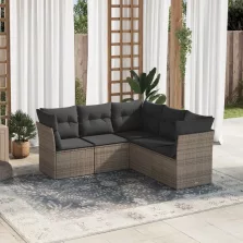   vidaXL 5 részes szürke polyrattan kerti ülőgarnitúra párnákkal