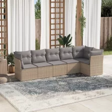   vidaXL 6 részes bézs polyrattan kerti ülőgarnitúra párnával