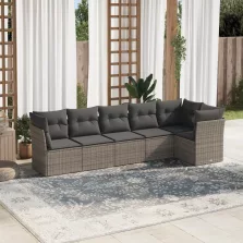   vidaXL 6 részes szürke polyrattan kerti ülőgarnitúra párnákkal