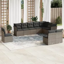   vidaXL 10 részes szürke polyrattan kerti ülőgarnitúra párnákkal