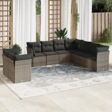   vidaXL 9-részes szürke polyrattan kerti ülőgarnitúra párnákkal