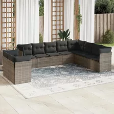   vidaXL 10 részes szürke polyrattan kerti ülőgarnitúra párnákkal