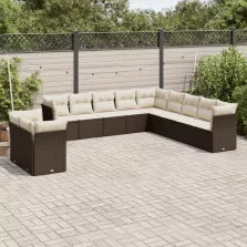   vidaXL 11 részes barna polyrattan kerti ülőgarnitúra párnákkal