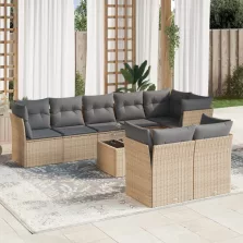   vidaXL 9 részes bézs polyrattan kerti ülőgarnitúra párnákkal