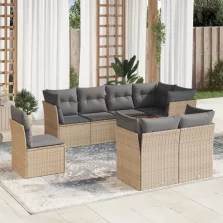   vidaXL 8 részes bézs polyrattan kerti ülőgarnitúra párnával