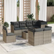   vidaXL 9 részes szürke polyrattan kerti ülőgarnitúra párnákkal