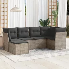   vidaXL 6 részes szürke polyrattan kerti ülőgarnitúra párnákkal