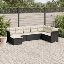   vidaXL 8 részes fekete polyrattan kerti ülőgarnitúra párnákkal