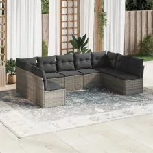   vidaXL 9 részes szürke polyrattan kerti ülőgarnitúra párnákkal