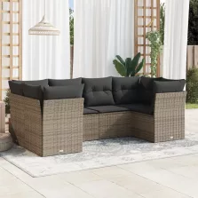   vidaXL 6 részes szürke polyrattan kerti ülőgarnitúra párnákkal