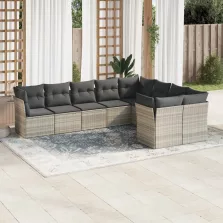   vidaXL 9 részes világosszürke polyrattan kerti ülőgarnitúra párnával
