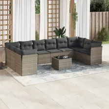   vidaXL 11 részes szürke polyrattan kerti ülőgarnitúra párnákkal