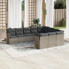   vidaXL 10 részes szürke polyrattan kerti ülőgarnitúra párnákkal