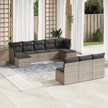   vidaXL 10 részes szürke polyrattan kerti ülőgarnitúra párnákkal