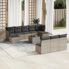   vidaXL 11 részes szürke polyrattan kerti ülőgarnitúra párnákkal