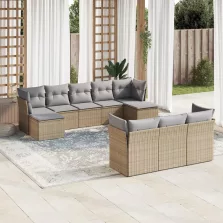   vidaXL 10 részes bézs polyrattan kerti ülőgarnitúra párnával