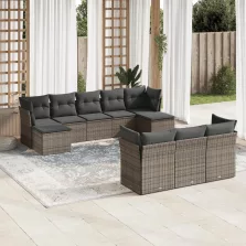   vidaXL 10 részes szürke polyrattan kerti ülőgarnitúra párnákkal
