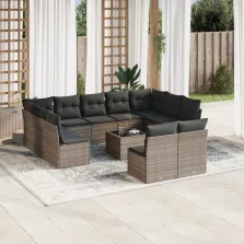   vidaXL 12 részes szürke polyrattan kerti ülőgarnitúra párnákkal