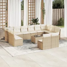   vidaXL 13 részes bézs polyrattan kerti ülőgarnitúra párnákkal
