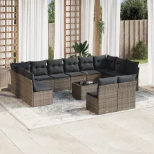   vidaXL 13 részes szürke polyrattan kerti ülőgarnitúra párnákkal