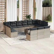   vidaXL 14 részes világosszürke polyrattan kerti ülőgarnitúra párnával