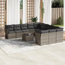   vidaXL 12 részes szürke polyrattan kerti ülőgarnitúra párnákkal