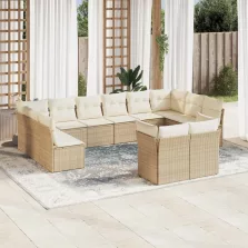   vidaXL 12 részes bézs polyrattan kerti ülőgarnitúra párnákkal