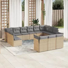   vidaXL 13 részes bézs polyrattan kerti ülőgarnitúra párnákkal
