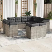   vidaXL 11 részes szürke polyrattan kerti ülőgarnitúra párnákkal