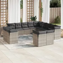   vidaXL 13 részes szürke polyrattan kerti ülőgarnitúra párnákkal