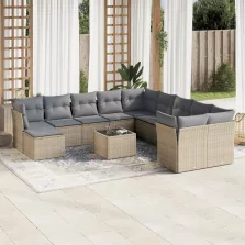   vidaXL 12 részes bézs polyrattan kerti ülőgarnitúra párnákkal