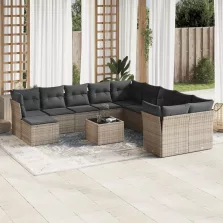   vidaXL 12 részes szürke polyrattan kerti ülőgarnitúra párnákkal