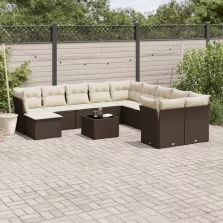   vidaXL 12 részes barna polyrattan kerti ülőgarnitúra párnákkal