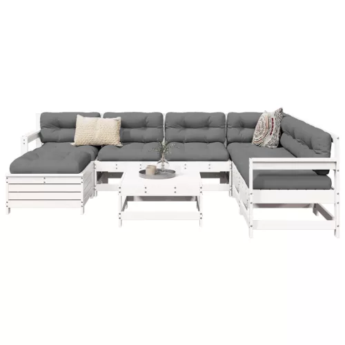 vidaXL 8 részes fehér tömör fenyőfa kerti kanapészett