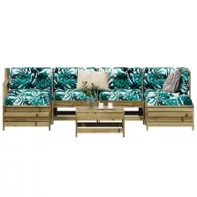 vidaXL 7 részes impregnált fenyőfa kerti kanapészett