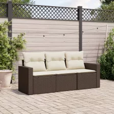   vidaXL 3 részes barna polyrattan kerti ülőgarnitúra párnával