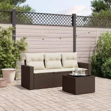   vidaXL 4 részes barna polyrattan kerti ülőgarnitúra párnákkal