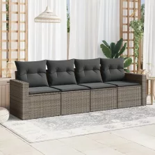   vidaXL 4 részes szürke polyrattan kerti ülőgarnitúra párnákkal