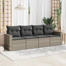   vidaXL 4 részes világosszürke polyrattan kerti ülőgarnitúra párnákkal