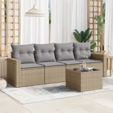   vidaXL 5 részes bézs polyrattan kerti ülőgarnitúra párnákkal