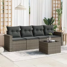   vidaXL 5 részes szürke polyrattan kerti ülőgarnitúra párnákkal