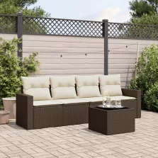   vidaXL 5 részes barna polyrattan kerti ülőgarnitúra párnával