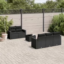   vidaXL 6 részes fekete polyrattan kerti ülőgarnitúra párnákkal