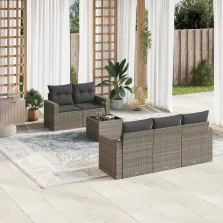   vidaXL 6 részes szürke polyrattan kerti ülőgarnitúra párnákkal